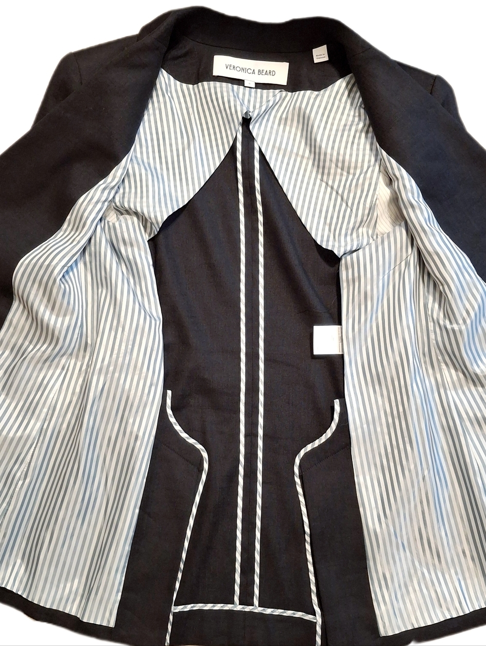 Veronica Beard 0 Black Didion Blazer Stretch-Linen Jacket - Picture 10 of 12